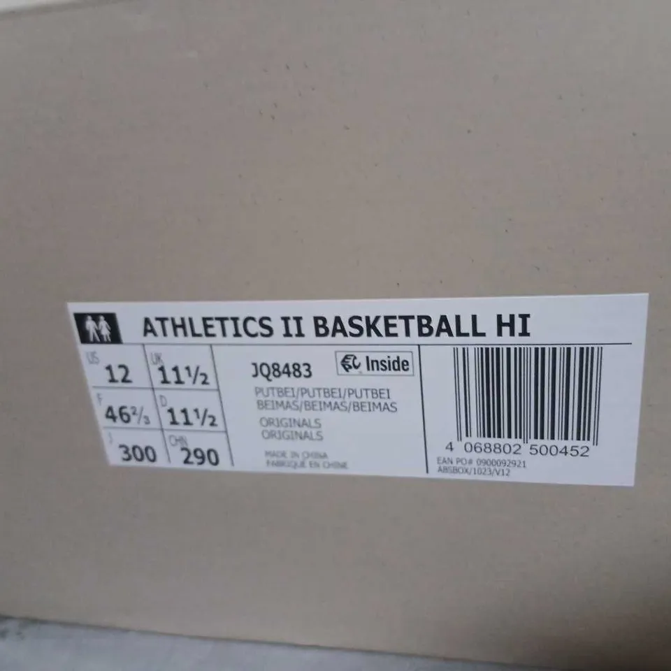 ADIDAS ATHLETICS II BASKETBALL HI HIGH-TOP SNEAKERS – GREY, UK 11.5