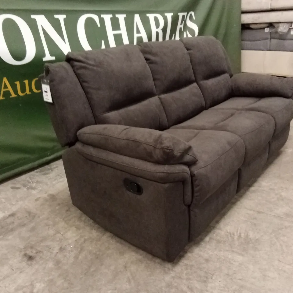 ALBION FABRIC 3 SEATER HIGH BACK MANUAL RECLINER SOFA - CHARCOAL RRP £749