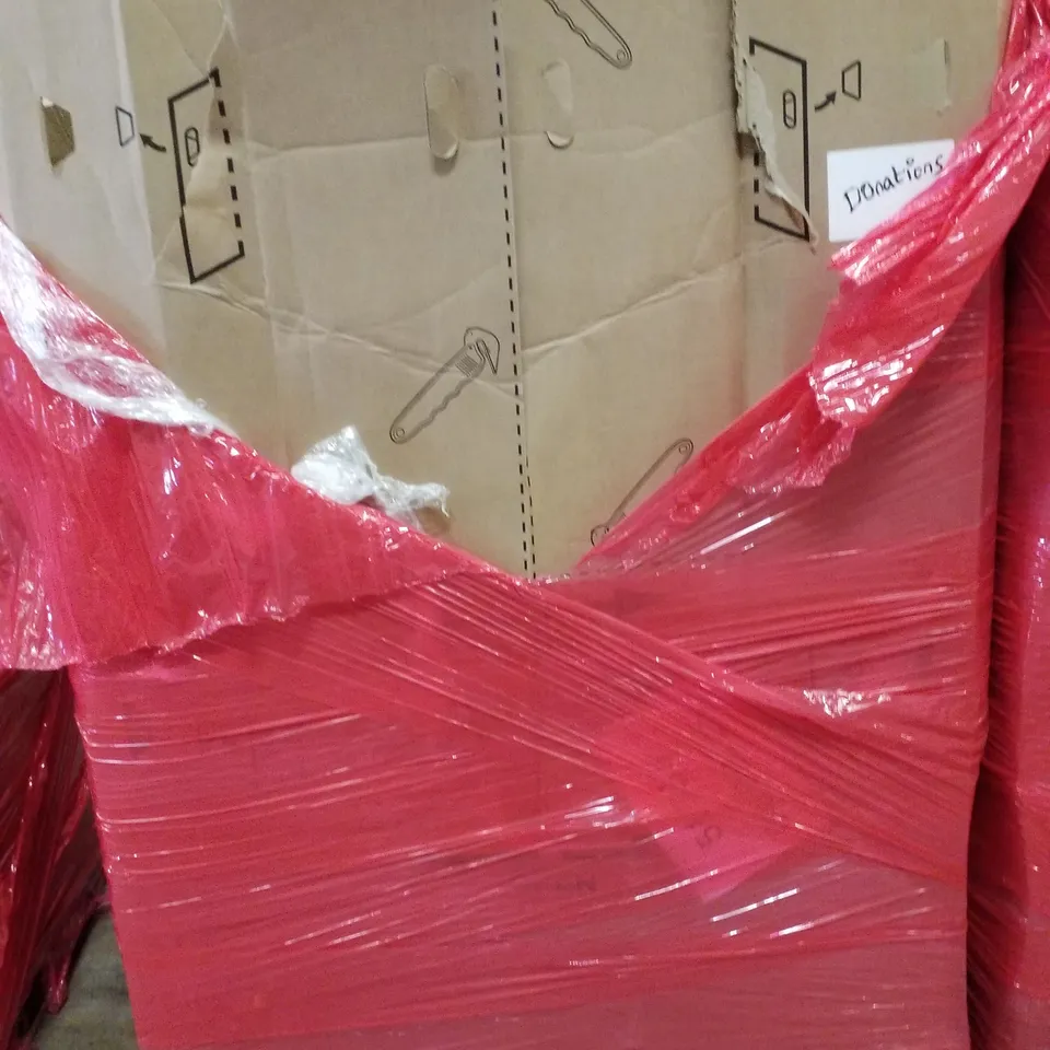 PALLET CONTAINING ASSORTED PRODUCTS INCLUDING PILATES MAT, DESK MAT, PET WATER & FOOD DISPENSER & TALL WIG STAND