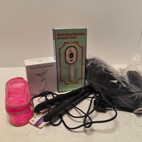 APPROXIMATELY 10 ASSORTED HEALTH & BEAUTY PRODUCTS TO INCLUDE FACIAL & NECK MASSAGER, AIR CUSHION COMB, HAIR EXTENSIONS, ETC - COLLECTION ONLY