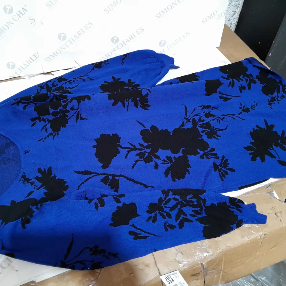 NINA LEONARD KNITTED JUMBPER DRESS NAVY BLUE SIZE L