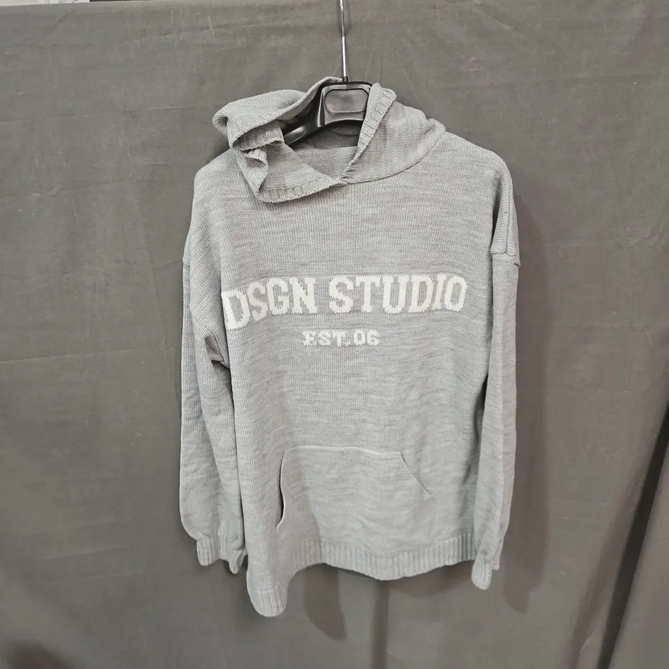 BOOHOO GREY HOODIE WITH DSGN STUDIO PRINT, SIZE M