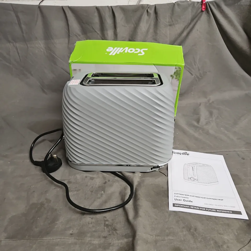 BOXED SCOVILLE 2-SLICE TEXTURED TOASTER IN GREY