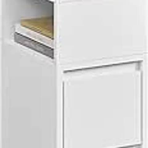 BOXED VASAGLE SLIM BEDSIDE TABLE, SMALL NARROW SIDE END TABLE WITH 2 DRAWERS