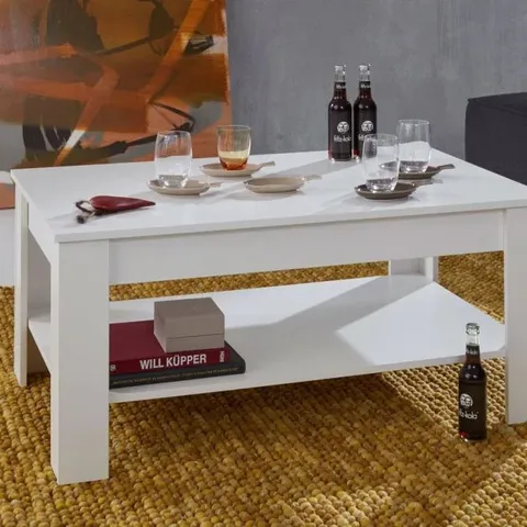 BRAND NEW BOXED TRENDTEAM UNIVERSAL COFFEE TABLE, WHITE, 110 x 67cm (1 BOX)