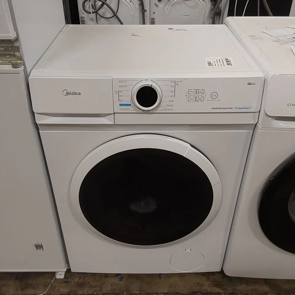 MIDEA 9KG FREESTANDING WASHING MACHINE IN WHITE, MODEL: MF10EW90BA