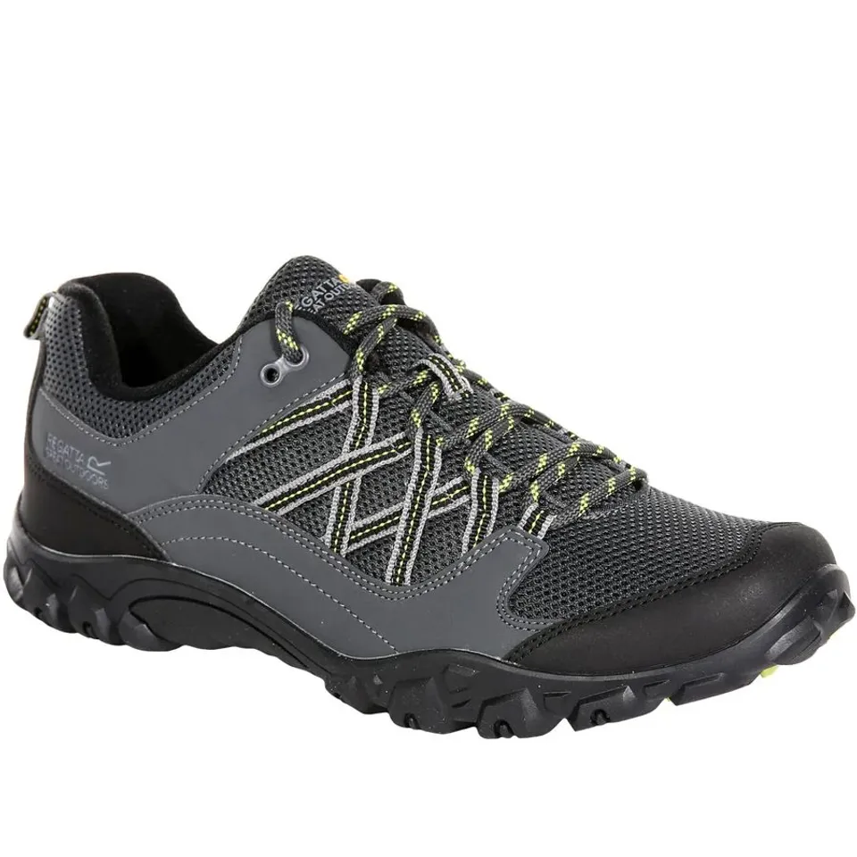 BRAND NEW BOXED REGATTA MENS EDGEPOINT III WATER RESISTANT WALKING TRAINERS - BRIAR/LIME SIZE 6