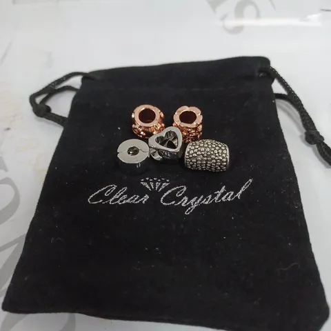 BAG OF 5 CLEAR CRYSTAL CHARMS IN VARIOUS DESIGNS