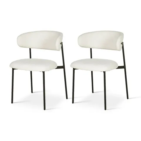 BOXED ZAHRA DINING CHAIR [SET OF 2] [WHITE] [BOUCLE FABRIC]