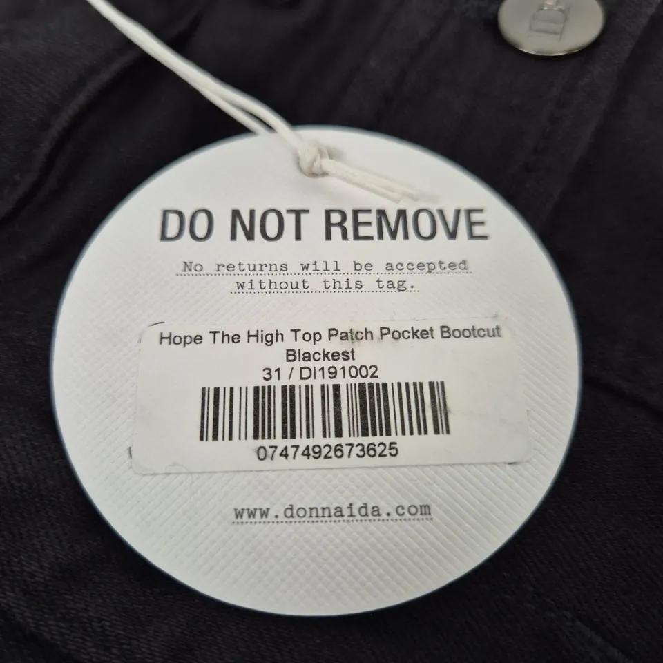 DONNA IDA WOMEN'S PATCH POCKET BOOTCUT JEANS – BLACK, UK 12 (US 31)