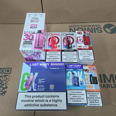 APPROXIMATELY 20 ASSORTED E-CIGARETTE & VAPING ITEMS IN VARIOUS BRANDS TO INCLUDE LOST MARY, IVG, INSTA ETC 