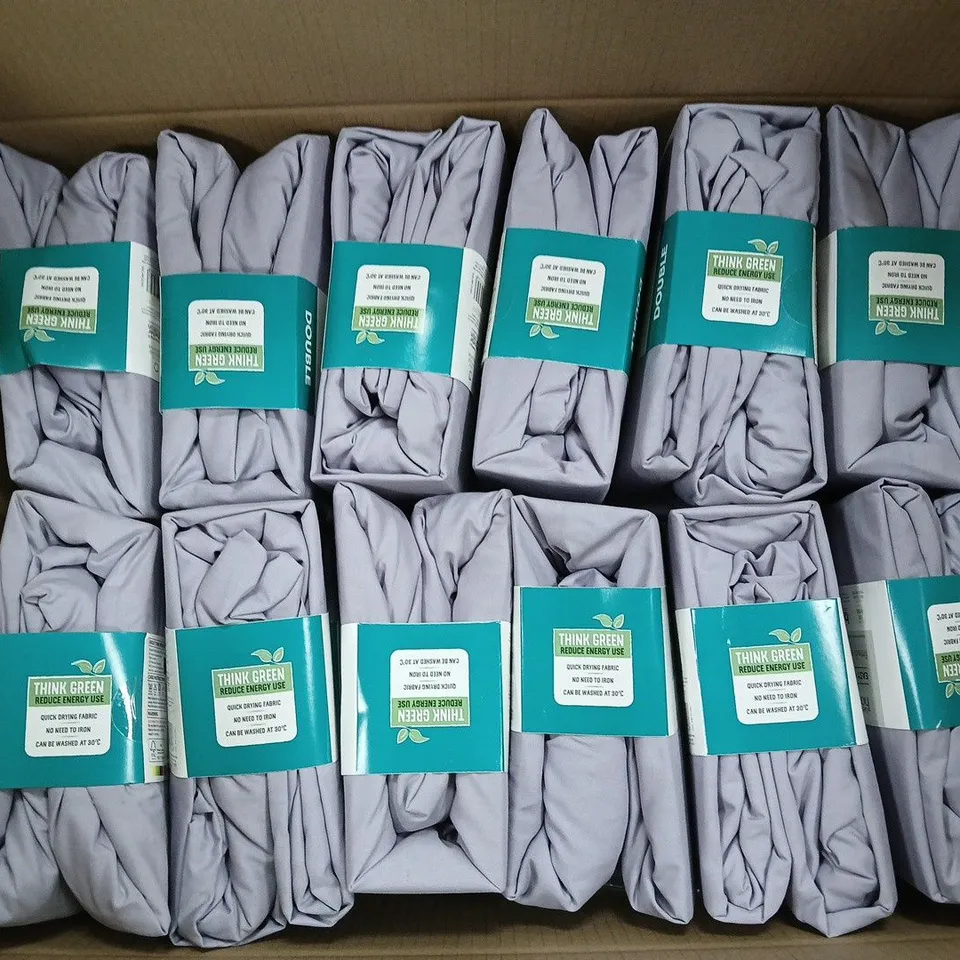 APPROXIMATELY 12 ASSORTED HOME EASY CARE FITTED SHEETS IN LIGHT PURPLE - DOUBLE