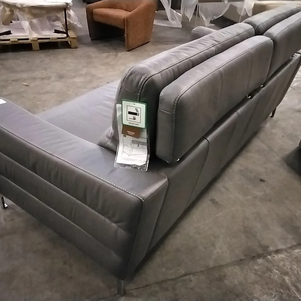 BRAND NEW NATUZZI STIMA GREY ITALIAN LEATHER THREE SEATER SOFA  RRP £3300