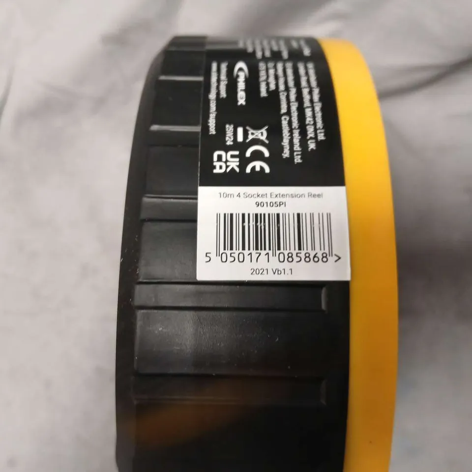 10M 4-SOCKET EXTENSION REEL – CIRCULAR YELLOW POWER EXTENSION (CE UK)