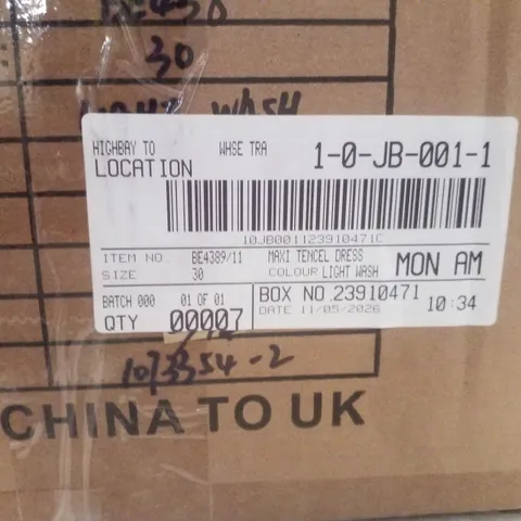 BOX CONTAINING APPROXIMATELY 7X BRAND NEW SIMPLY BE MAXI TENCEL DRESS - COLOUR LIGHT WASH - SIZE 30
