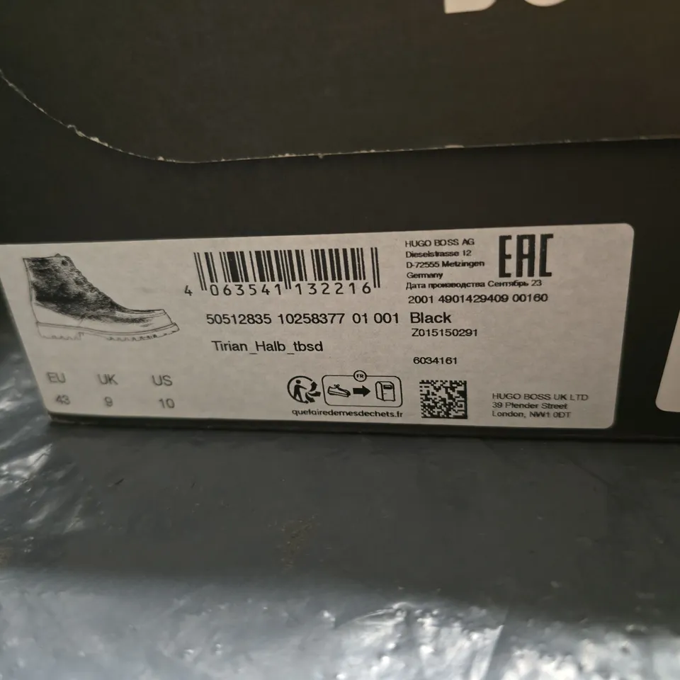 HUGO BOSS HALB SHOES – BLACK LEATHER, UK 9 (EU 43)