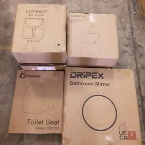 PALLET OF ASSORTED PRODUCTS INCLUDING TOILET SEAT, AIR FRYER, BATHROOM MIRROR, MULTIFUNCTIONAL FOOD PROCESSOR, INDUCTION COOKTOP, KIDS SLIDE