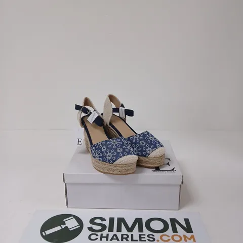 SHOES BY EMMA - SUMMER NAVY ESPADRILLE WEDGES – UK SIZE 6