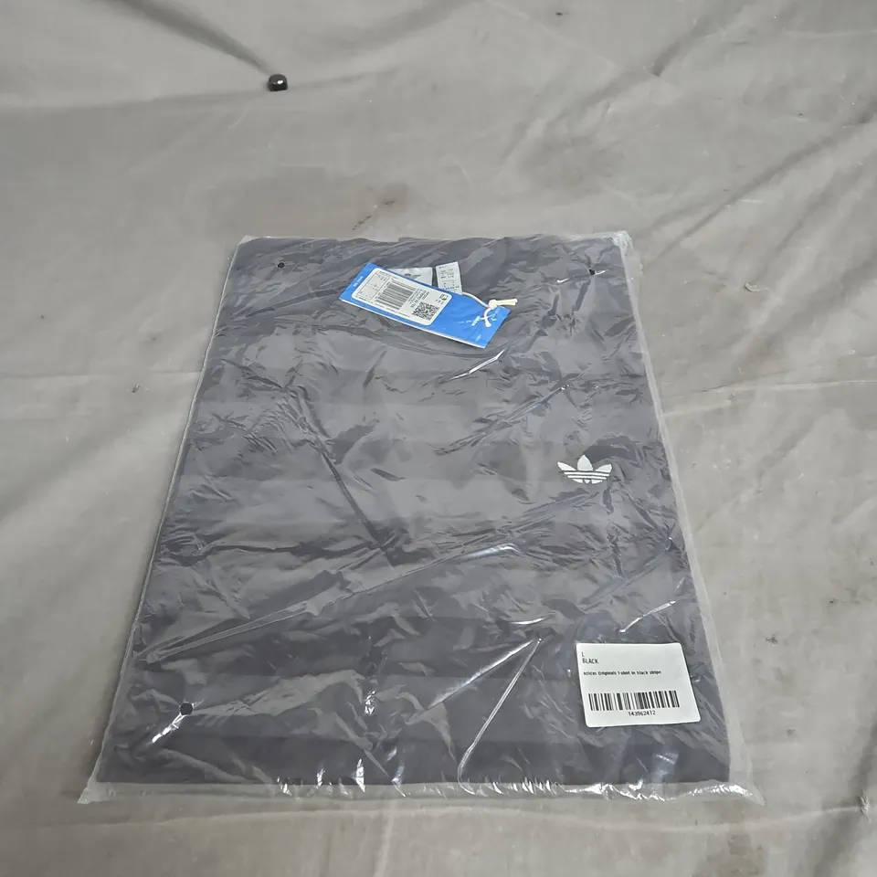 ADIDAS ORIGINALS STRIPED SHORT SLEEVE TEE – BLACK/CARBON, UK SIZE L