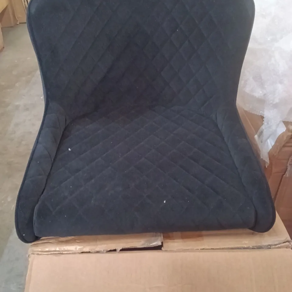 BOXED SET OF 2 VELVET BLACK DINING CHAIRS