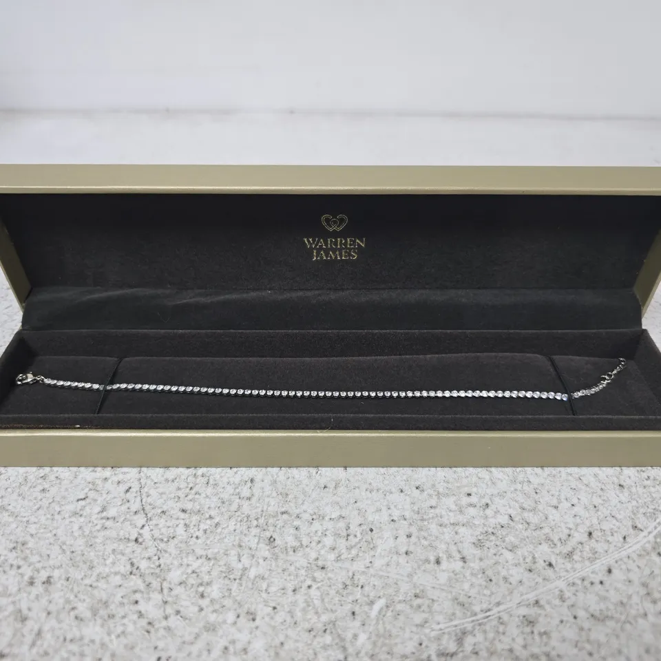 WARREN JAMES TENNIS BRACELET IN PRESENTATION BOX – CLEAR STONES