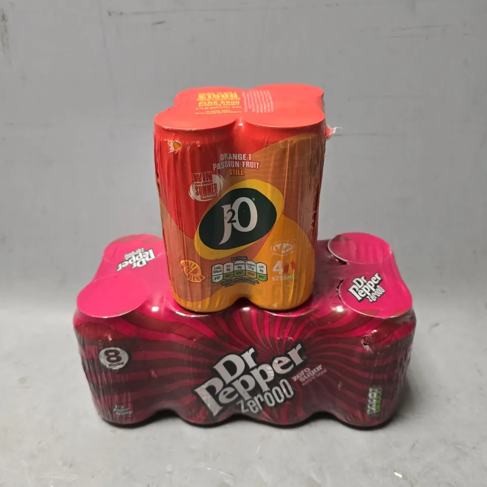 APPROXIMATELY 16 ASSORTED DRINKS ITEMS TO INCLUDE - DR PEPPER ZERO & J20 ORANGE & PASSIONFRUIT STILL