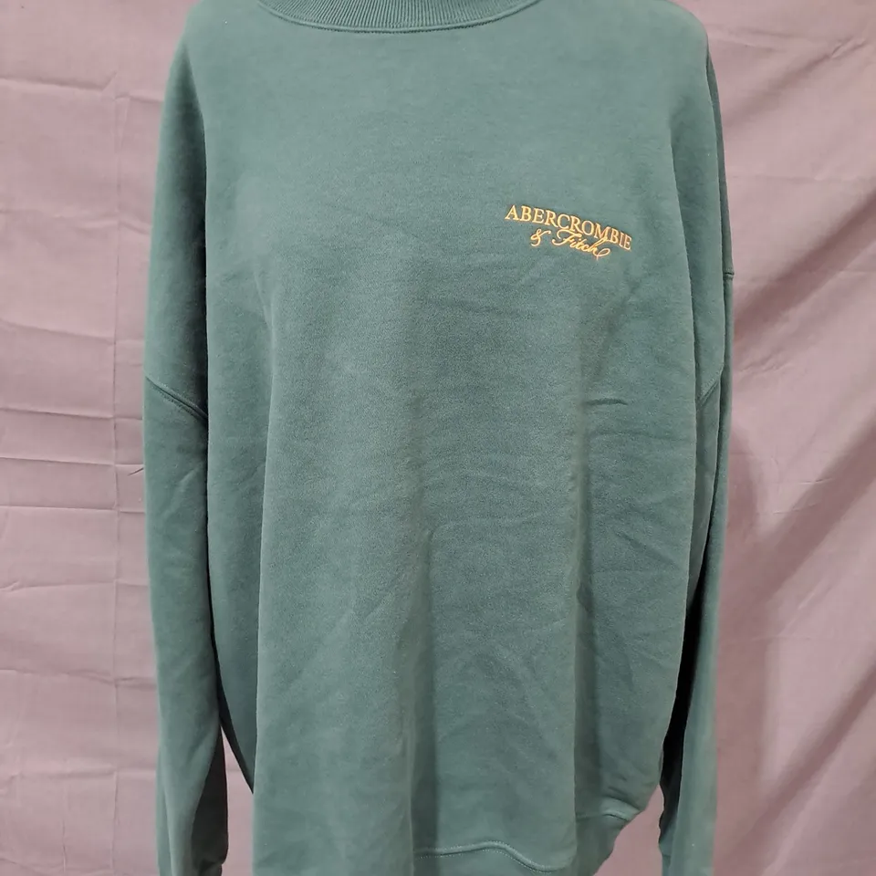 ABERCROMBIE & FITCH LONG SLEEVE JUMPER IN GREEN SIZE LARGE