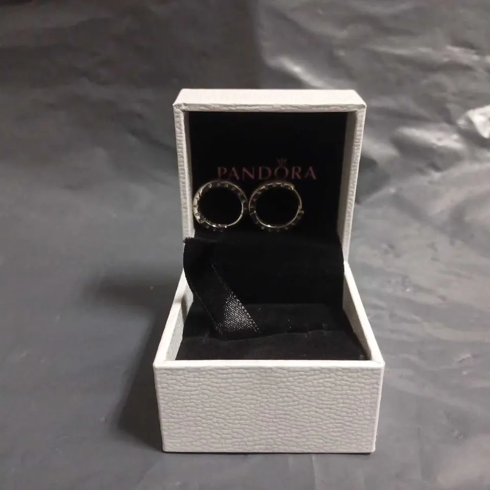 BOXED PANDORA SIGNATURE HOOP EARRINGS 