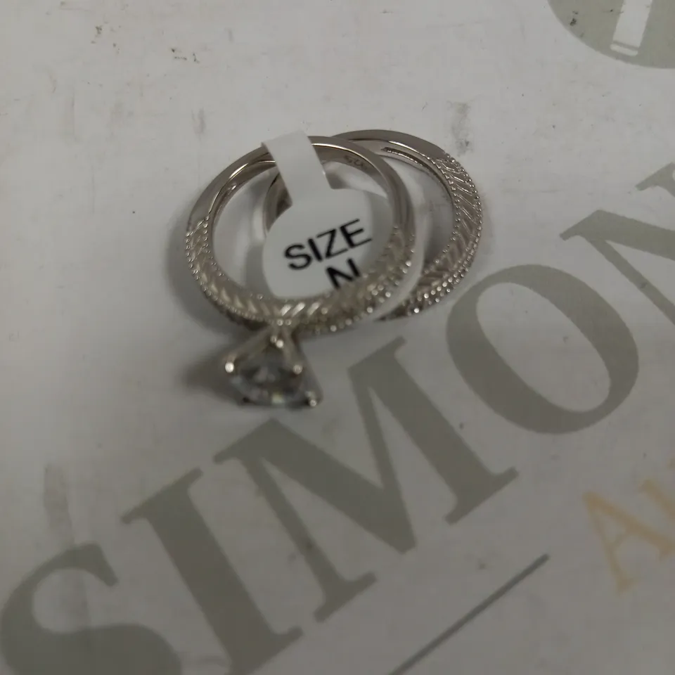CLARO JEWELS GLASS DIAMOND SILVER EFFECT RINGS 