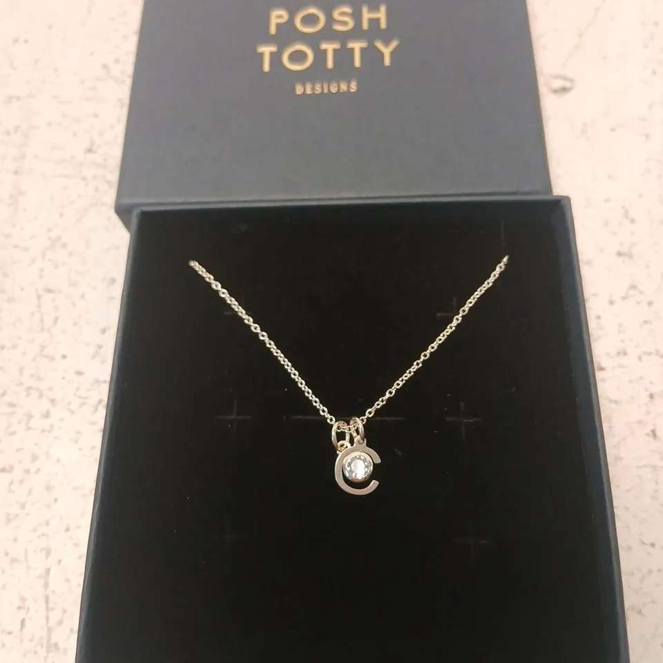 POSH TOTTY DESIGNS BIRTHSTONE & INITIAL CHARM NECKLACE STERLING SILVER