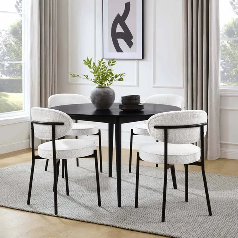 BOXED DUSK HEIDI SOLID OAK 4-6 SEATER ROUND DINING TABLE - BLACK (1 BOX)