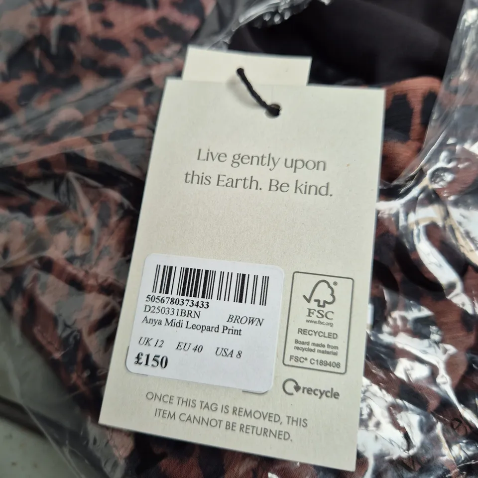 NOBODYS CHILD ANYA MIDI LEOPARD PRINT - SIZE 12