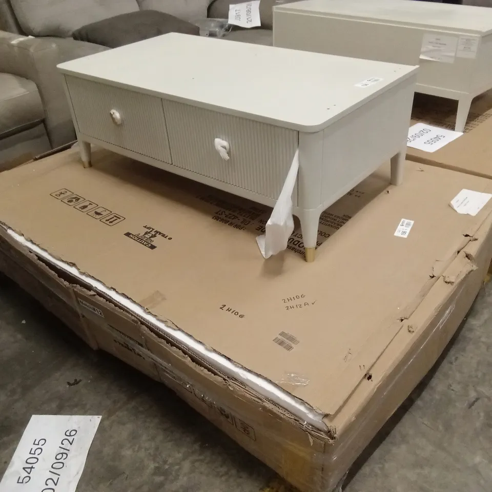 DAVINA STONE 2 DOOR 2 DRAWER WARDROBE WITH GOLD HANDLES // 2 PARTS - BASE + BOXED TOP HALF RRP £1899