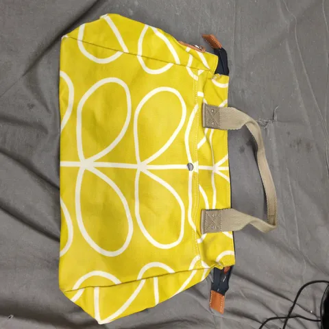 ORLA KEILY YELLOW PATTERNED TOTE BAG WITH BEIGE HANDLES