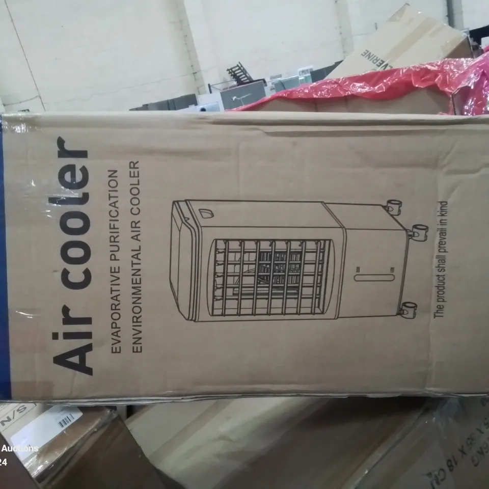 MIXED PALLET CONTAINING VARIOUS BOXED HOUSEHOLD ITEMS TO INCLUDE, AIR COOLER, TUMBLING COMPOSTER AND LOTS MORE UNMARKED BOXED ITEMS