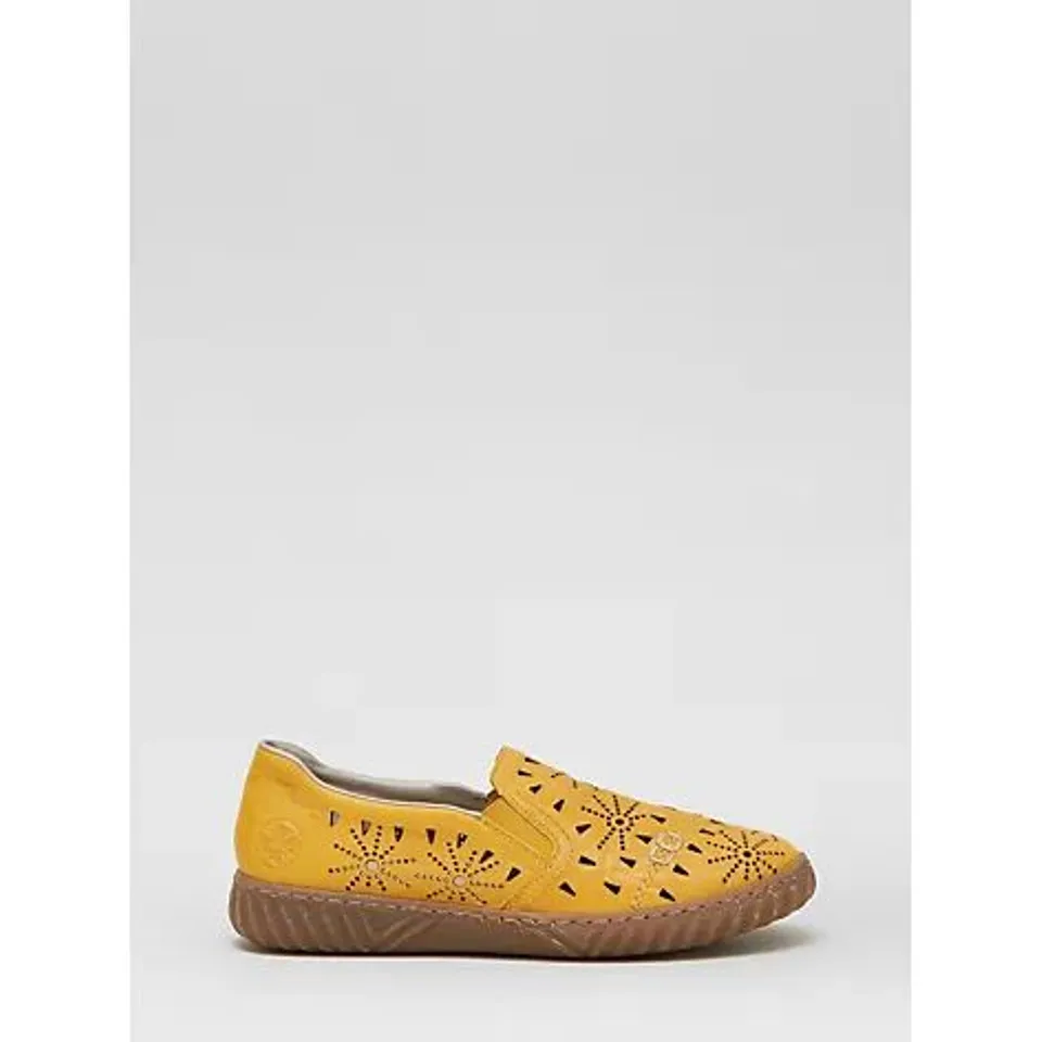 RIEKER PERFORATED SLIP ON SHOE- YELLOW