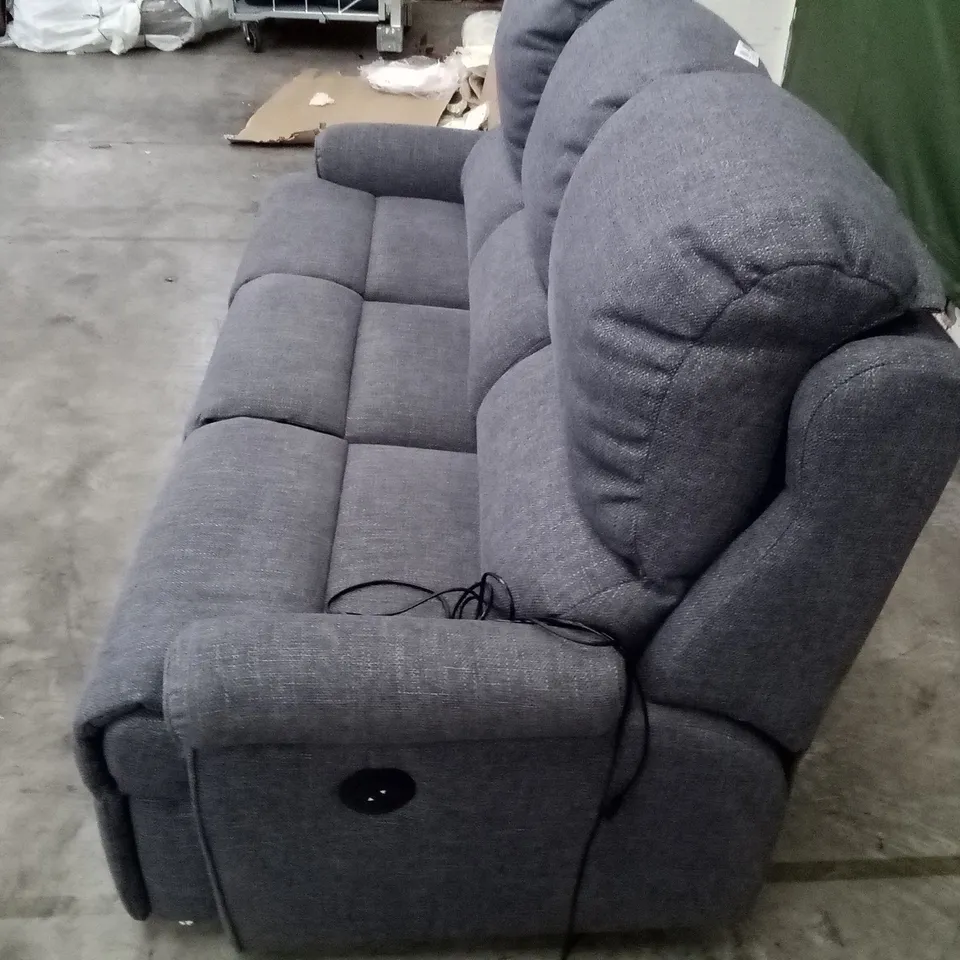 DESIGNER G PLAN NEWMARKET 3 SEATER ELECTRIC RECLINER DBL SOFA - PIERO SLATE FABRIC 