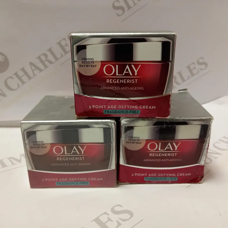 LOT OF 3 X 50ML OLAY REGENERIST 3 POINT ANTI-AGEING FIRMING FACE CREAM