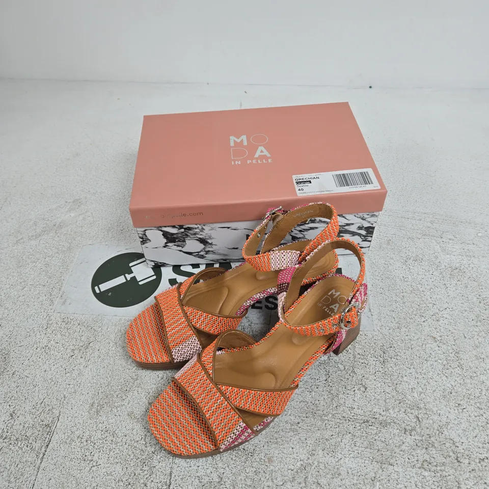 MODA IN PELLE WOMEN'S CROSS-OVER PLATFORM SANDALS – ORANGE TEXTILE, UK7 (EU40)