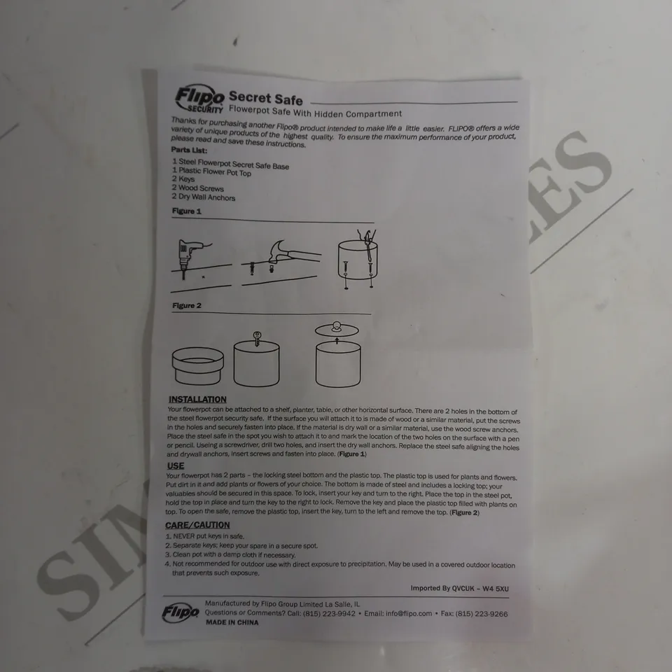 FLIPO SECURITY SECRET FLOWERPOT SAFEWITH HIDDEN COMPARTMENT