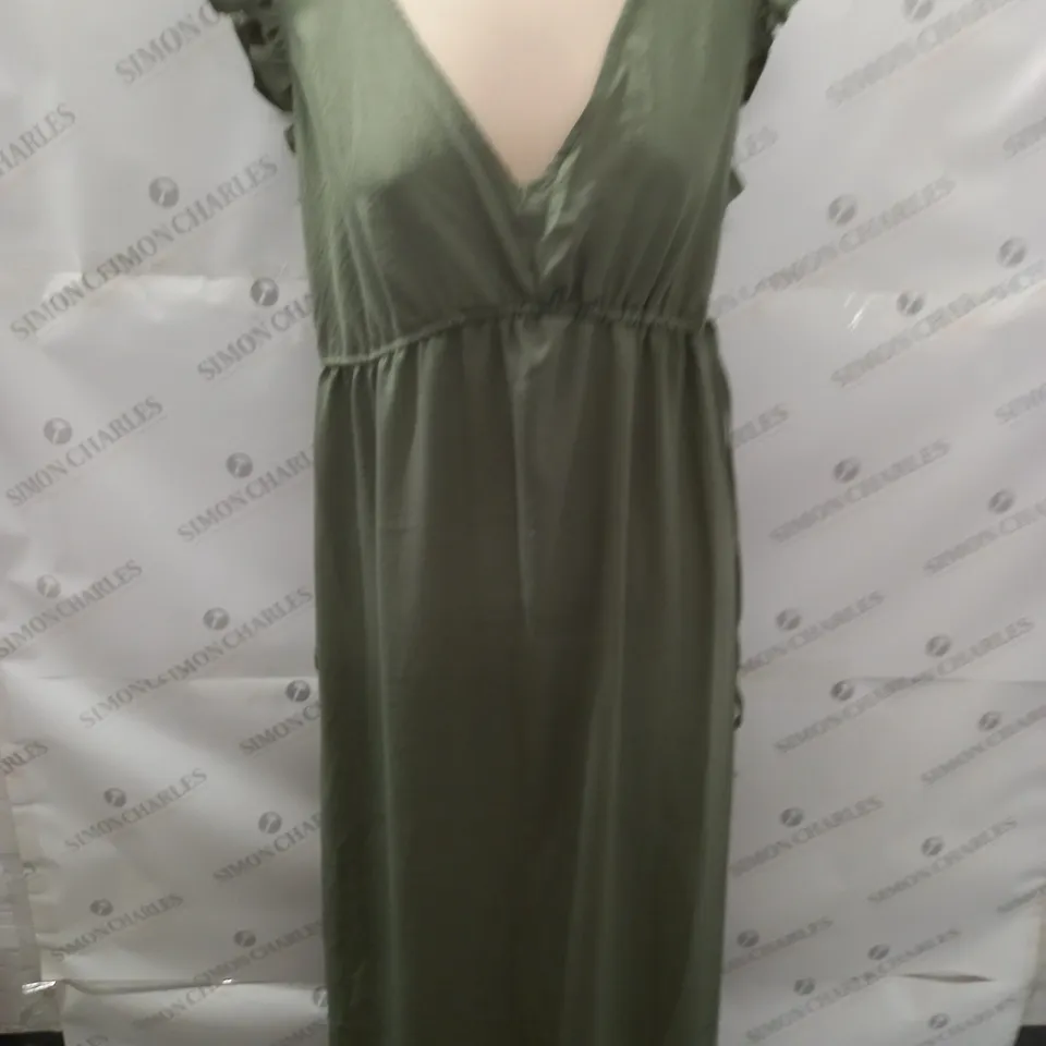 MAISON DE NIMES  V-NECK MIDI DRESS IN KHAKI - M