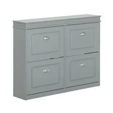 BOXED SOBUY FSR79-HG GREY WIDE HALLWAY SHOE CABINET WITH 4 FLIP DRAWERS – 16 PAIRS (1 BOX)