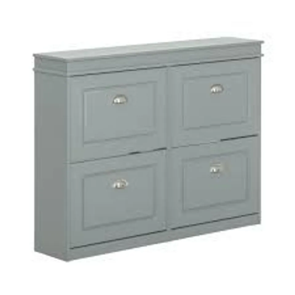 BOXED SOBUY FSR79-HG GREY WIDE HALLWAY SHOE CABINET WITH 4 FLIP DRAWERS – 16 PAIRS (1 BOX)