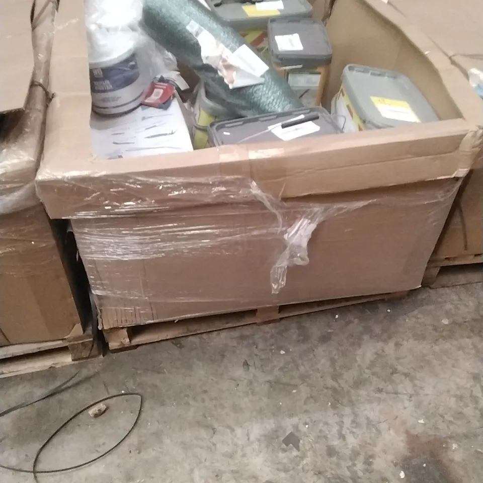 PALLET OF ASSORTED DIY, HOME IMPROVEMENT AND BUILDING PRODUCTS TO INCLUDE; READY MIXED PLASTER, JOINT SEALER, JOINTING FILLING&FINISHING, ALL WEATHER JOINTING COMPOUND ETC