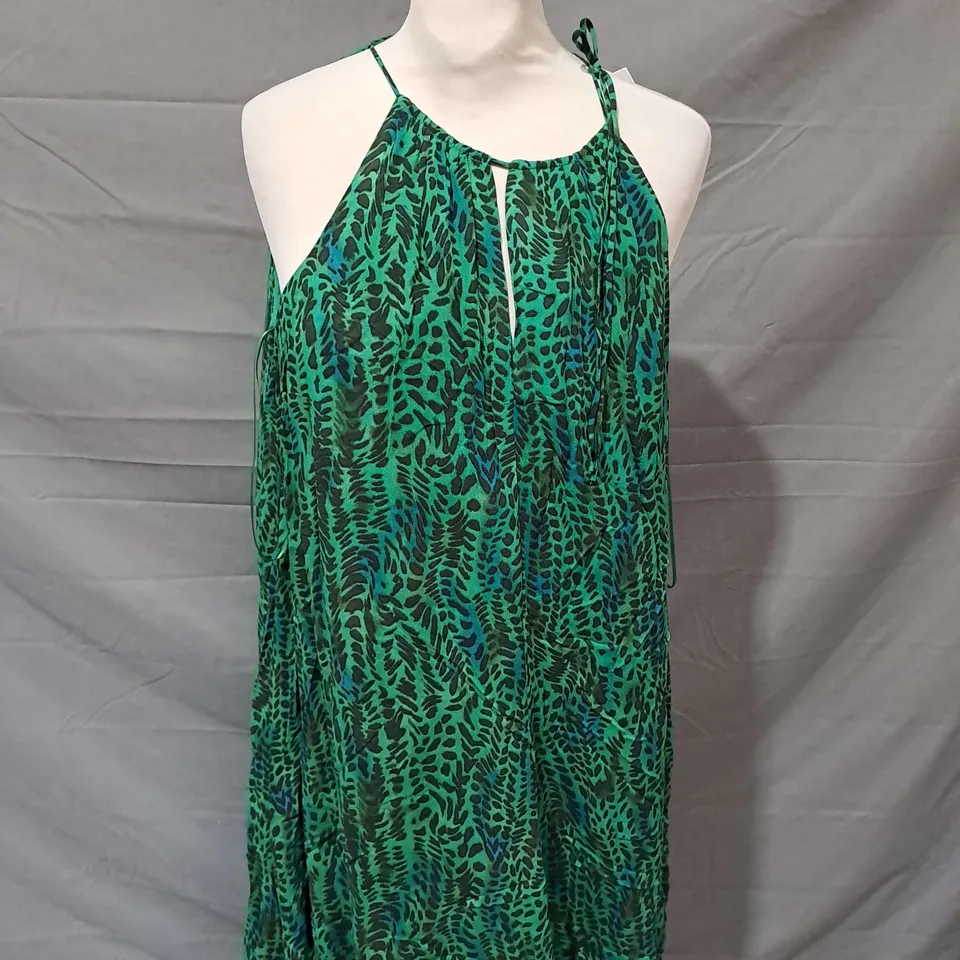 HUSH CASSIE HALTER NECK MIDI DRESS IN GREEN - SIZE 12