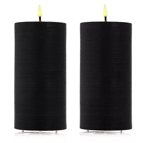 MY GARDEN STORIES SET OF 2 20CM BLACK RUSTIC FINISH OUTDOOR WAX CANDLES