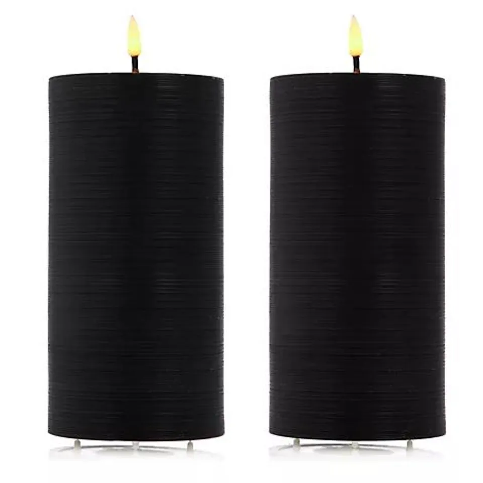 MY GARDEN STORIES SET OF 2 20CM BLACK RUSTIC FINISH OUTDOOR WAX CANDLES