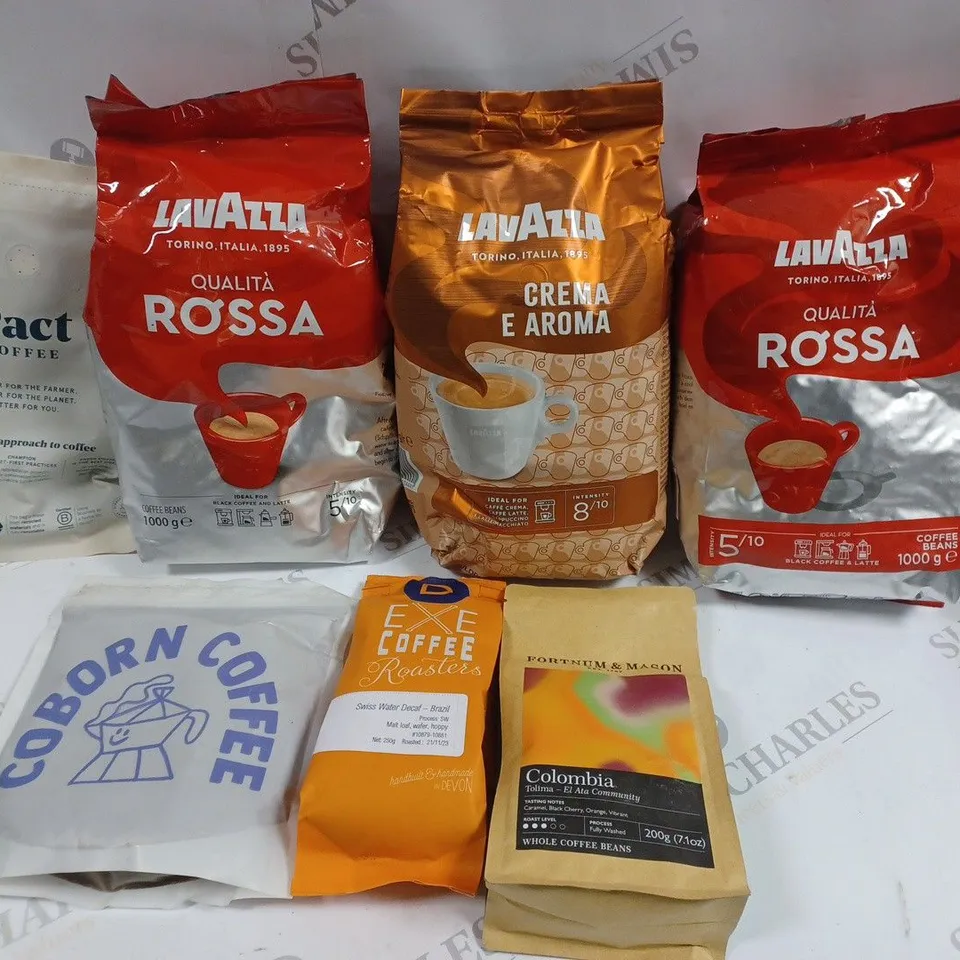 7 X ASSORTED COFFEE PRODUCTS TO INCLUDE LAVAZZA COFFEE, PACT COFFEE, EXE COFFEE ROASTERS ETC