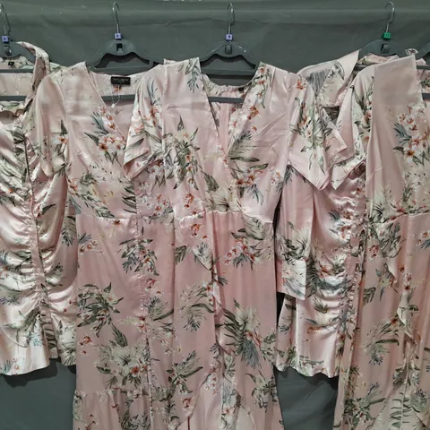LOT OF 5 FLORAL PATTERENED SHIRTS AND DRESSES IN BLUSH - SIZES 8 & 12