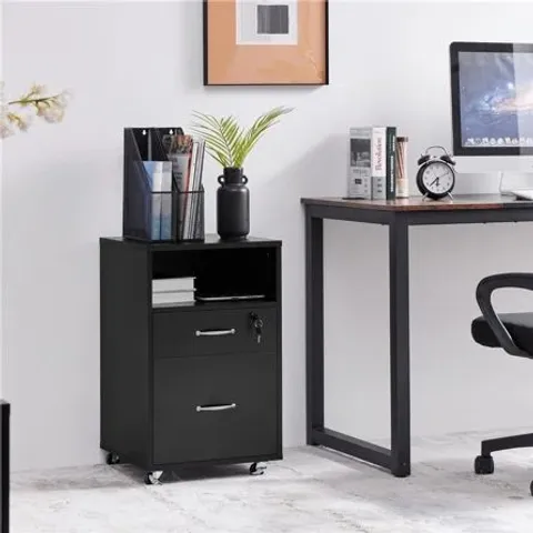 BOXED YAHEETECH 2 DRAWER FILING CABINET - BLACK (1 BOX)